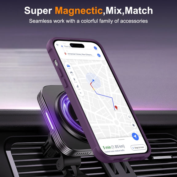 For iPhone 14 Pro MagSafe Magnetic Rotating Holder Phone Case(Purple)