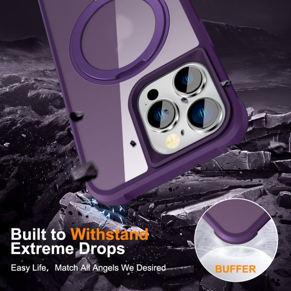 For iPhone 14 Pro MagSafe Magnetic Rotating Holder Phone Case(Purple)
