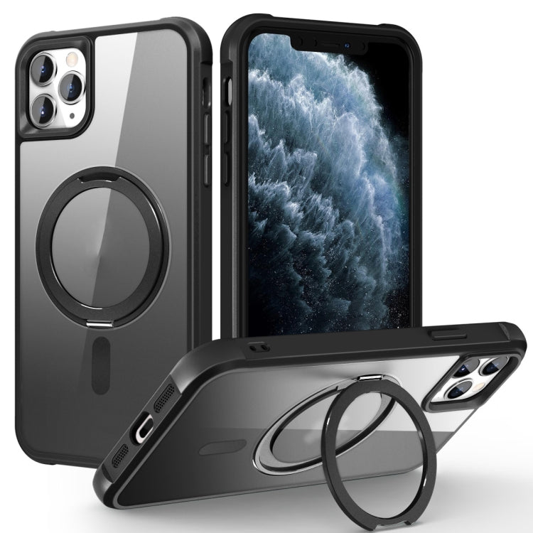 For iPhone 11 Pro Max MagSafe Magnetic Rotating Holder Phone Case(Black)