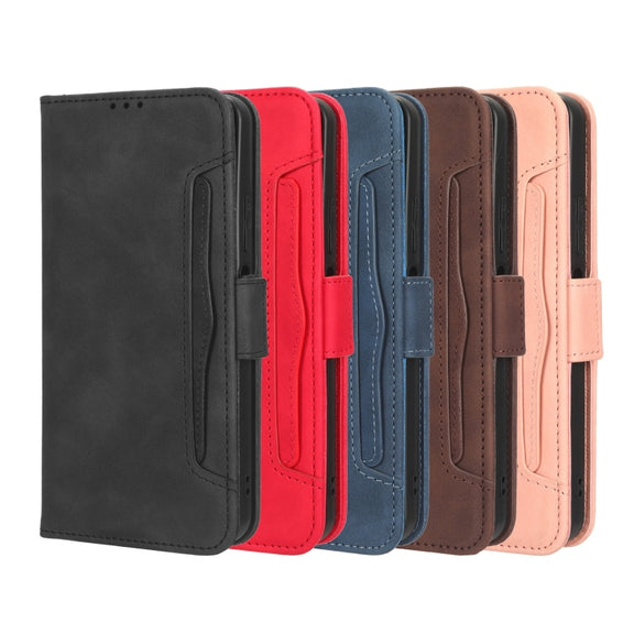 For iPhone 16 Plus Skin Feel Calf Texture Card Slots Leather Phone Case(Blue)