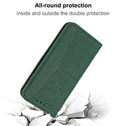 For iPhone 16 Pro Max Woven Texture Stitching Magnetic Leather Phone Case(Green)