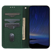 For iPhone 16 Woven Texture Stitching Magnetic Leather Phone Case(Green)