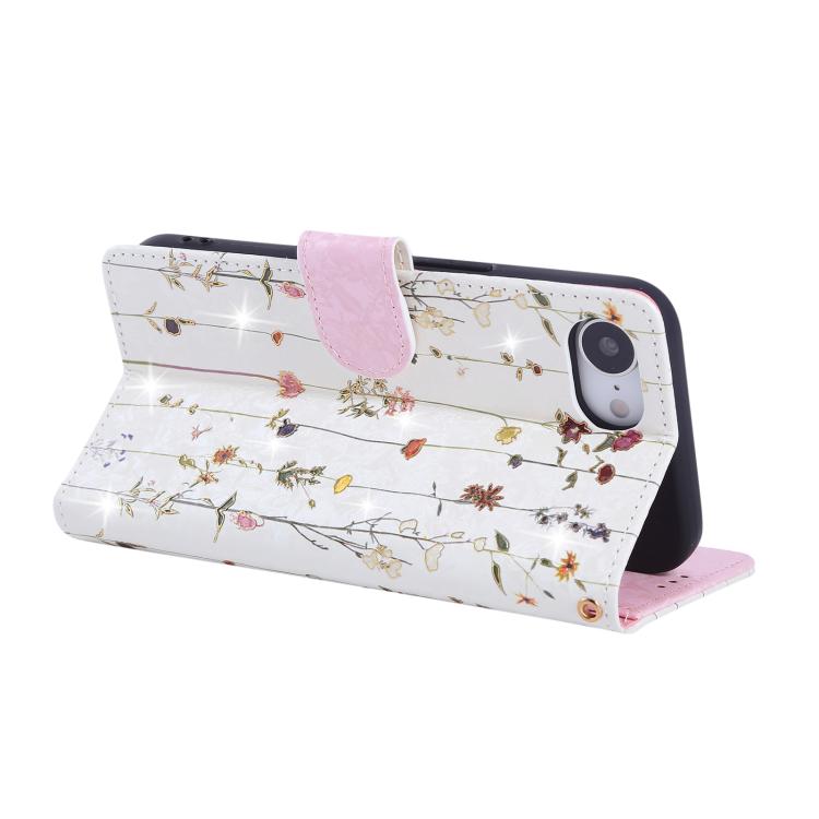 For iPhone 16e Bronzing Painting RFID Leather Case(Dreid Flower World)