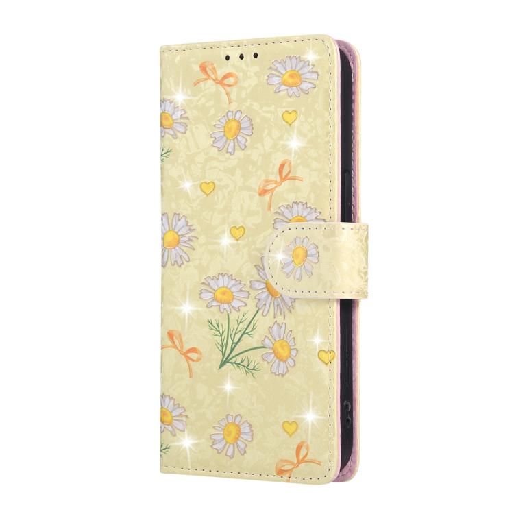 For iPhone 16e Bronzing Painting RFID Leather Case(Yellow Daisy)