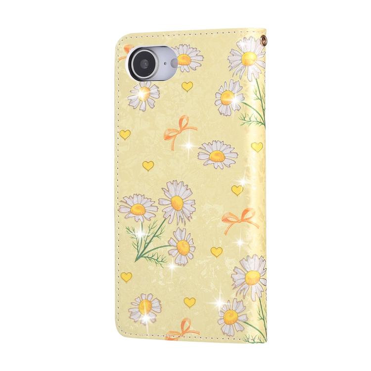 For iPhone 16e Bronzing Painting RFID Leather Case(Yellow Daisy)
