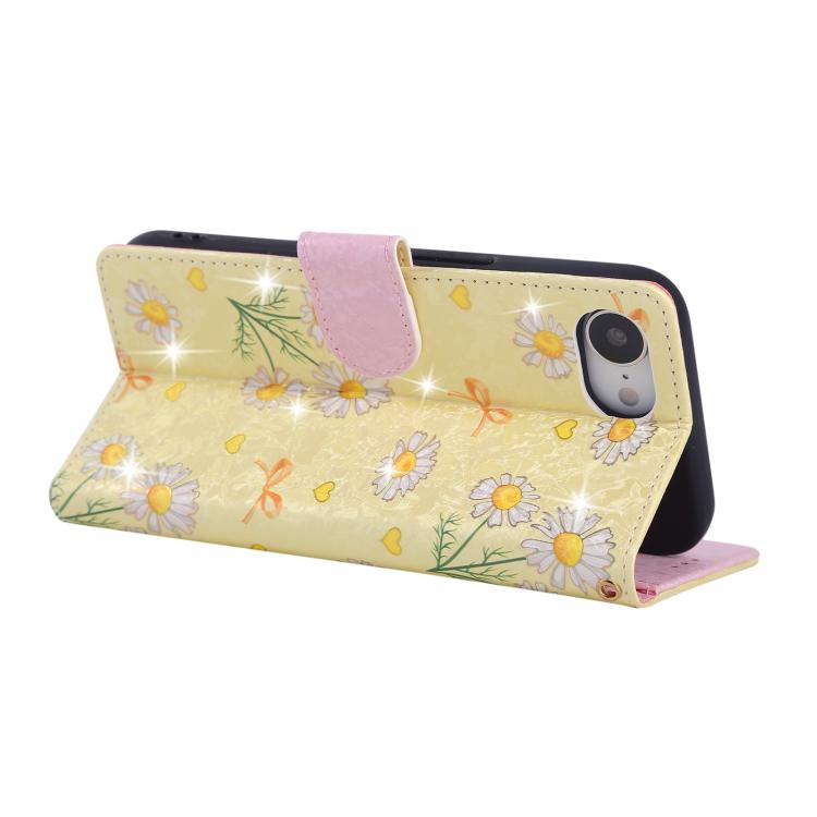 For iPhone 16e Bronzing Painting RFID Leather Case(Yellow Daisy)
