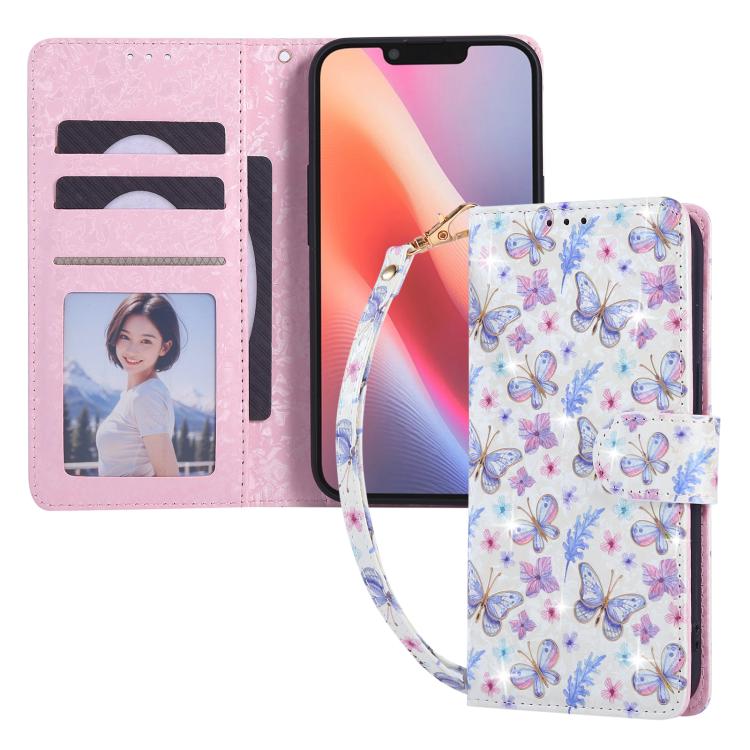 For iPhone 16e Bronzing Painting RFID Leather Case(Pansies)