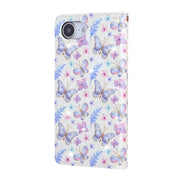 For iPhone 16e Bronzing Painting RFID Leather Case(Pansies)