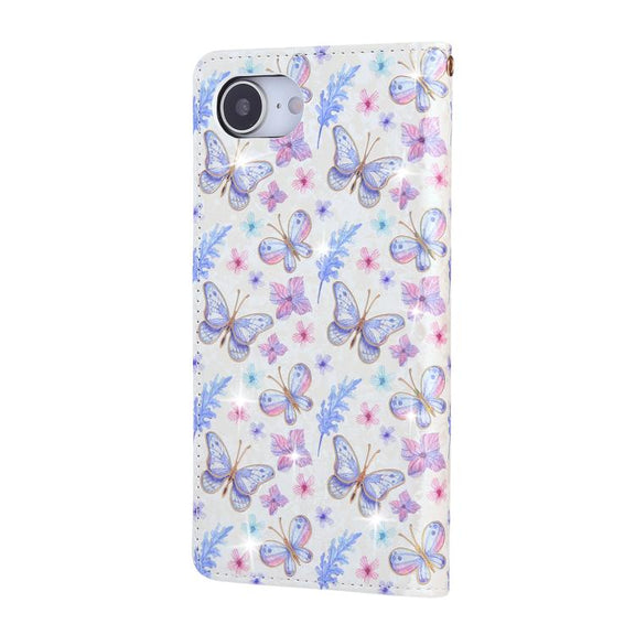 For iPhone 16e Bronzing Painting RFID Leather Case(Pansies)