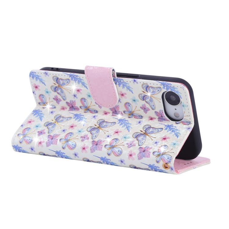 For iPhone 16e Bronzing Painting RFID Leather Case(Pansies)