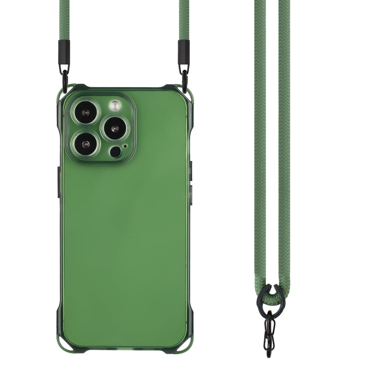 For iPhone 16 Pro Max Four-corner Shockproof TPU Phone Case with Lanyard(Green)