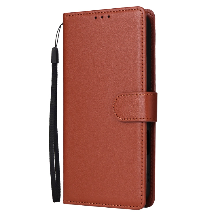 For iPhone 16 Plus Multifunctional Horizontal Flip Leather Phone Case with Three Card Slots(Brown)