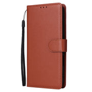 For iPhone 16 Plus Multifunctional Horizontal Flip Leather Phone Case with Three Card Slots(Brown)