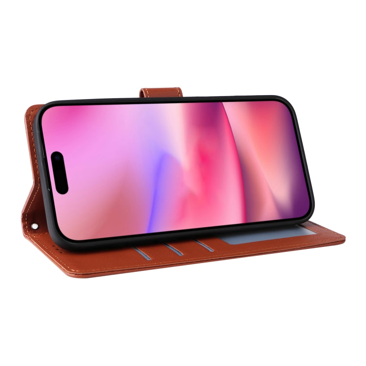 For iPhone 16 Plus Multifunctional Horizontal Flip Leather Phone Case with Three Card Slots(Brown)
