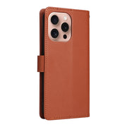 For iPhone 16 Pro Max Multifunctional Horizontal Flip Leather Phone Case with Three Card Slots(Brown)