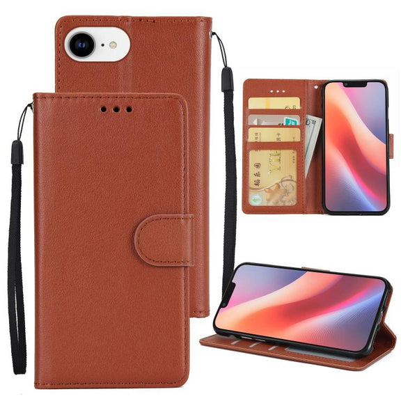 For iPhone 16e 3-Card Slots Multifunctional Leather Phone Case(Brown)