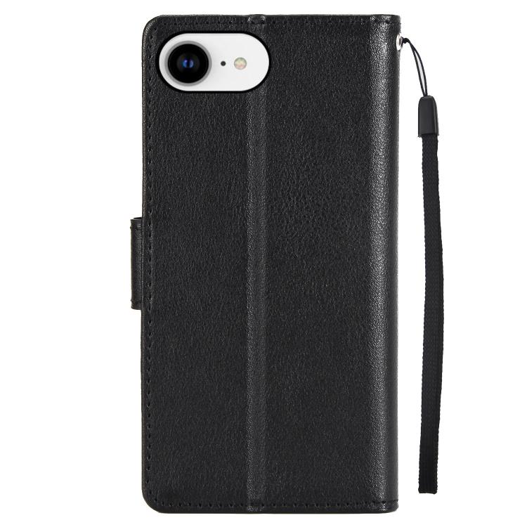 For iPhone 16e Multifunctional Horizontal Flip Leather Phone Case with Three Card Slots(Black)