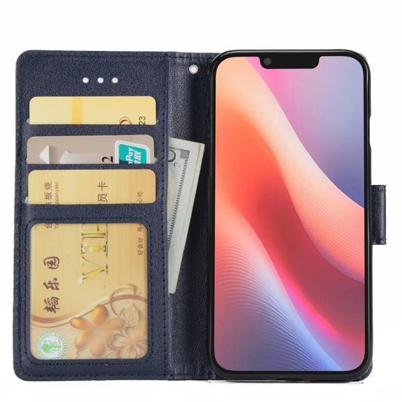 For iPhone 16e Multifunctional Horizontal Flip Leather Phone Case with Three Card Slots(Blue)