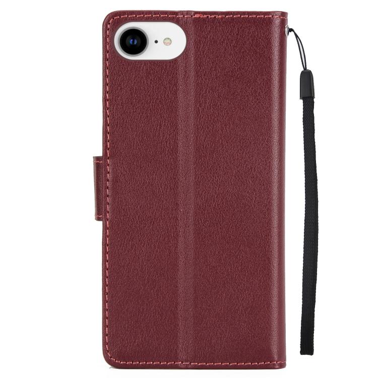For iPhone 16e Multifunctional Horizontal Flip Leather Phone Case with Three Card Slots(Wine Red)