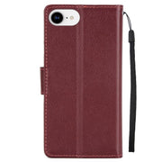 For iPhone 16e Multifunctional Horizontal Flip Leather Phone Case with Three Card Slots(Wine Red)