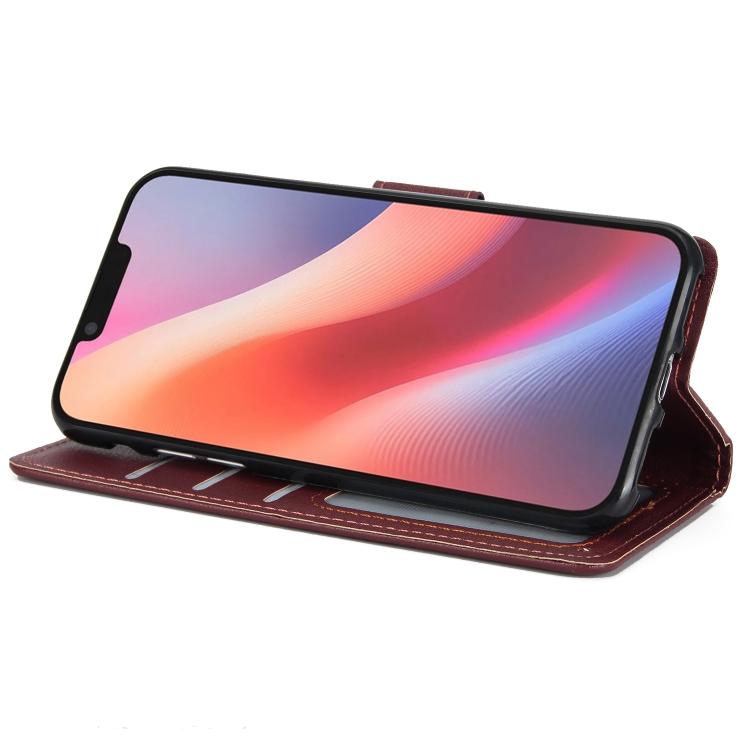 For iPhone 16e Multifunctional Horizontal Flip Leather Phone Case with Three Card Slots(Wine Red)