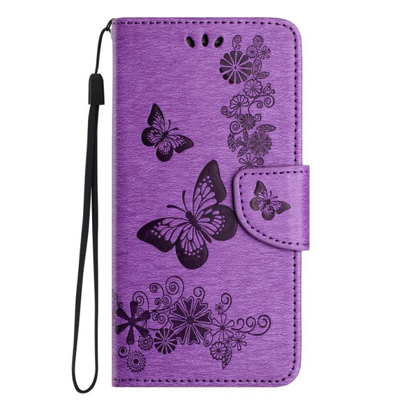 For iPhone 16e Butterfly Embossed Flip Leather Phone Case(Purple)
