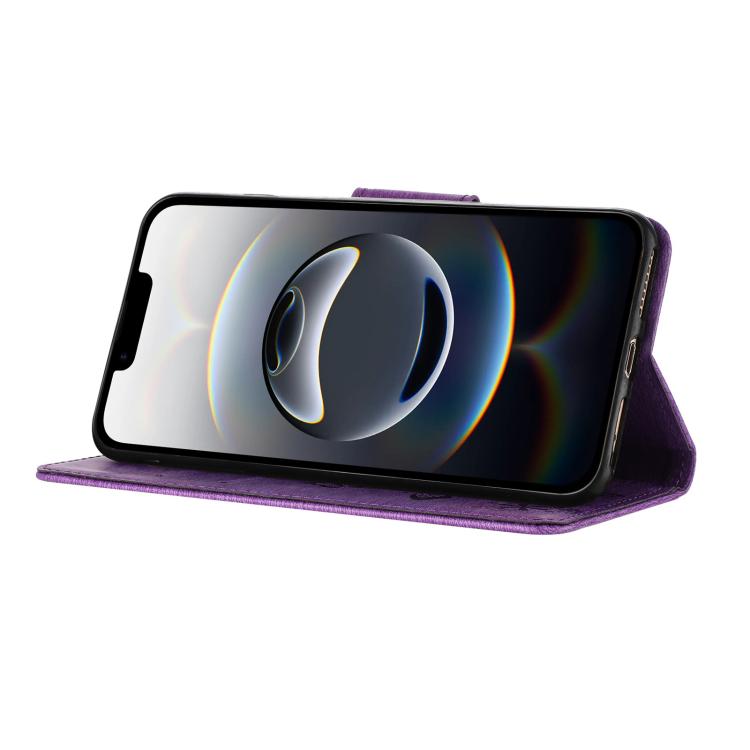 For iPhone 16e Butterfly Embossed Flip Leather Phone Case(Purple)