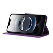 For iPhone 16e Butterfly Embossed Flip Leather Phone Case(Purple)