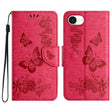 For iPhone 16e Butterfly Embossed Flip Leather Phone Case(Red) - iPhone 16e Cases by PMC TechLife | Online Shopping South Africa | PMC TechLife | Buy Now Pay Later Mobicred