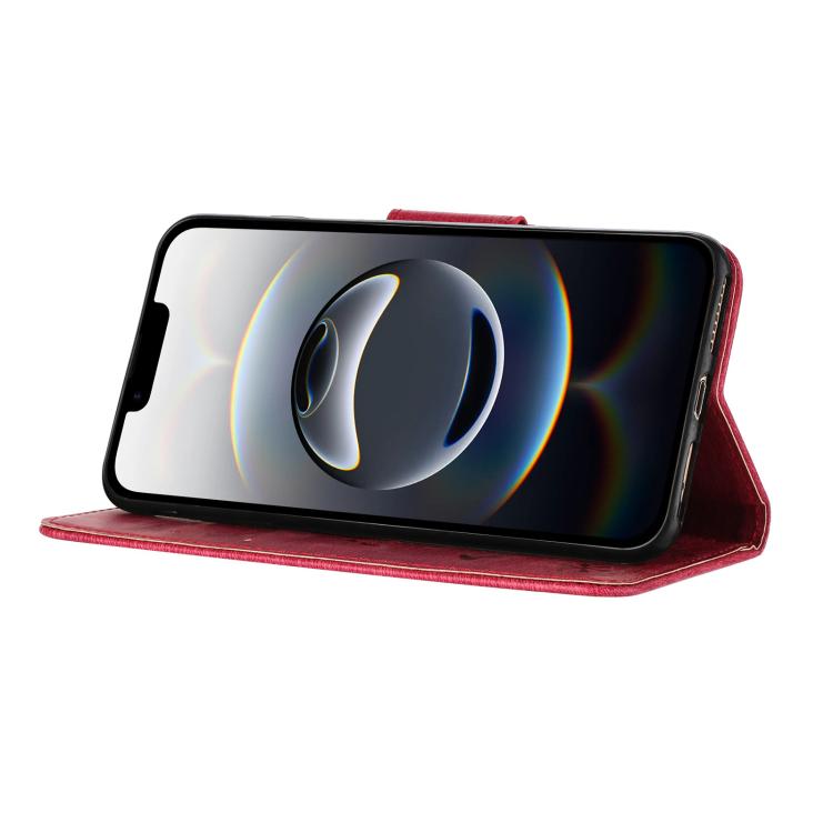 For iPhone 16e Butterfly Embossed Flip Leather Phone Case(Red)