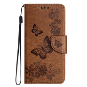 For iPhone 16e Butterfly Embossed Flip Leather Phone Case(Brown)