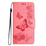 For iPhone 16e Butterfly Embossed Flip Leather Phone Case(Pink)