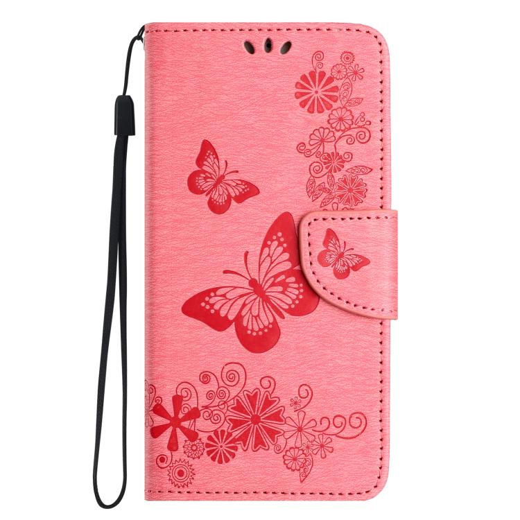 For iPhone 16e Butterfly Embossed Flip Leather Phone Case(Pink)