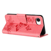 For iPhone 16e Butterfly Embossed Flip Leather Phone Case(Pink)