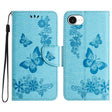 For iPhone 16e Butterfly Embossed Flip Leather Phone Case(Blue) - iPhone 16e Cases by PMC TechLife | Online Shopping South Africa | PMC TechLife | Buy Now Pay Later Mobicred