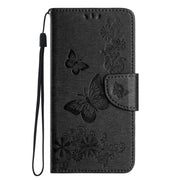 For iPhone 16e Butterfly Embossed Flip Leather Phone Case(Black)