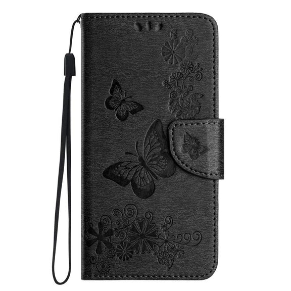 For iPhone 16e Butterfly Embossed Flip Leather Phone Case(Black)