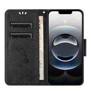 For iPhone 16e Butterfly Embossed Flip Leather Phone Case(Black)