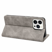 For iPhone 16 Pro Max Skin Feel Splicing Leather Phone Case(Grey)