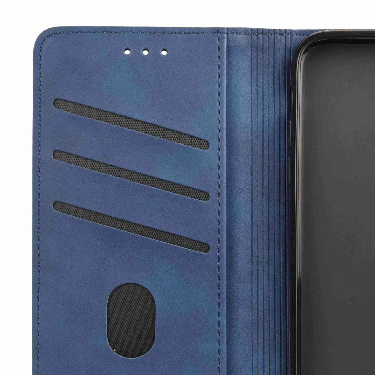 For iPhone 16 Plus Skin Feel Splicing Leather Phone Case(Blue)