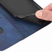 For iPhone 16 Plus Skin Feel Splicing Leather Phone Case(Blue)