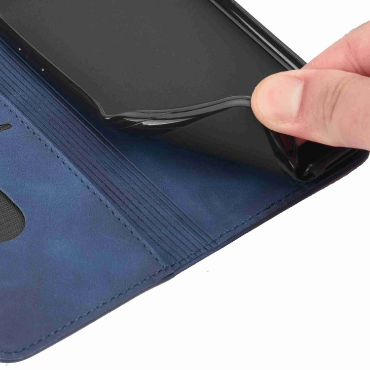 For iPhone 16 Plus Skin Feel Splicing Leather Phone Case(Blue)