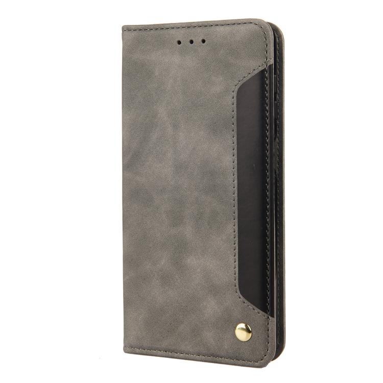 For iPhone 16e Skin Feel Splicing Leather Phone Case(Grey)