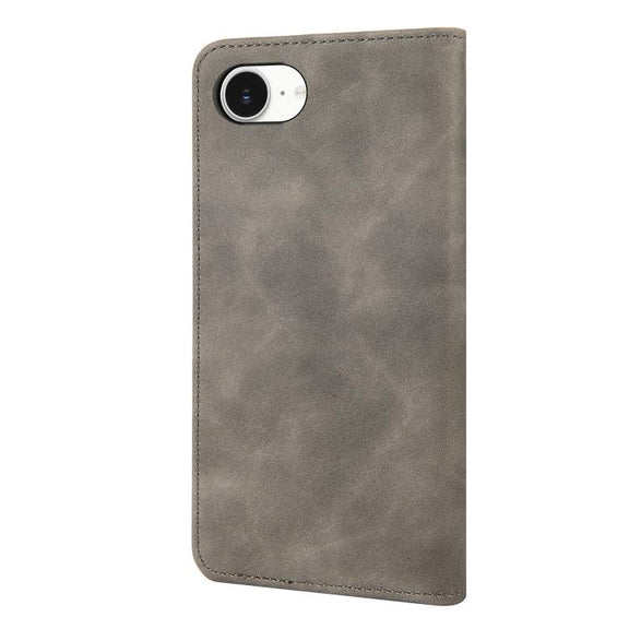 For iPhone 16e Skin Feel Splicing Leather Phone Case(Grey)