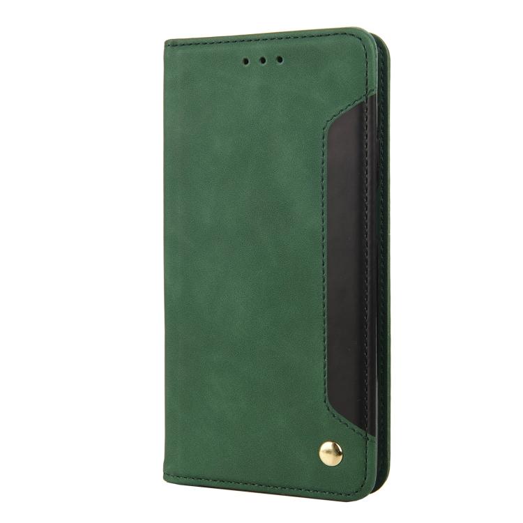 For iPhone 16e Skin Feel Splicing Leather Phone Case(Green)