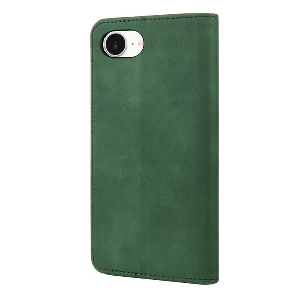 For iPhone 16e Skin Feel Splicing Leather Phone Case(Green)