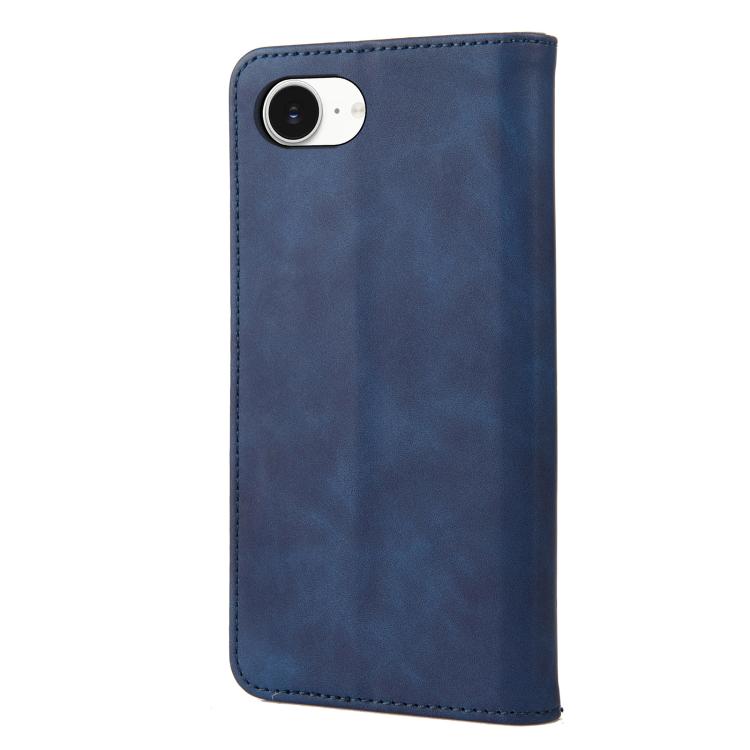 For iPhone 16e Skin Feel Splicing Leather Phone Case(Blue)