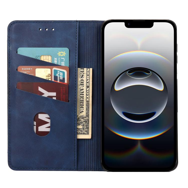 For iPhone 16e Skin Feel Splicing Leather Phone Case(Blue)