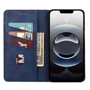 For iPhone 16e Skin Feel Splicing Leather Phone Case(Blue)
