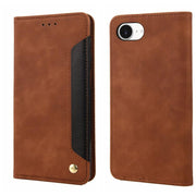 For iPhone 16e Skin Feel Splicing Leather Phone Case(Brown)